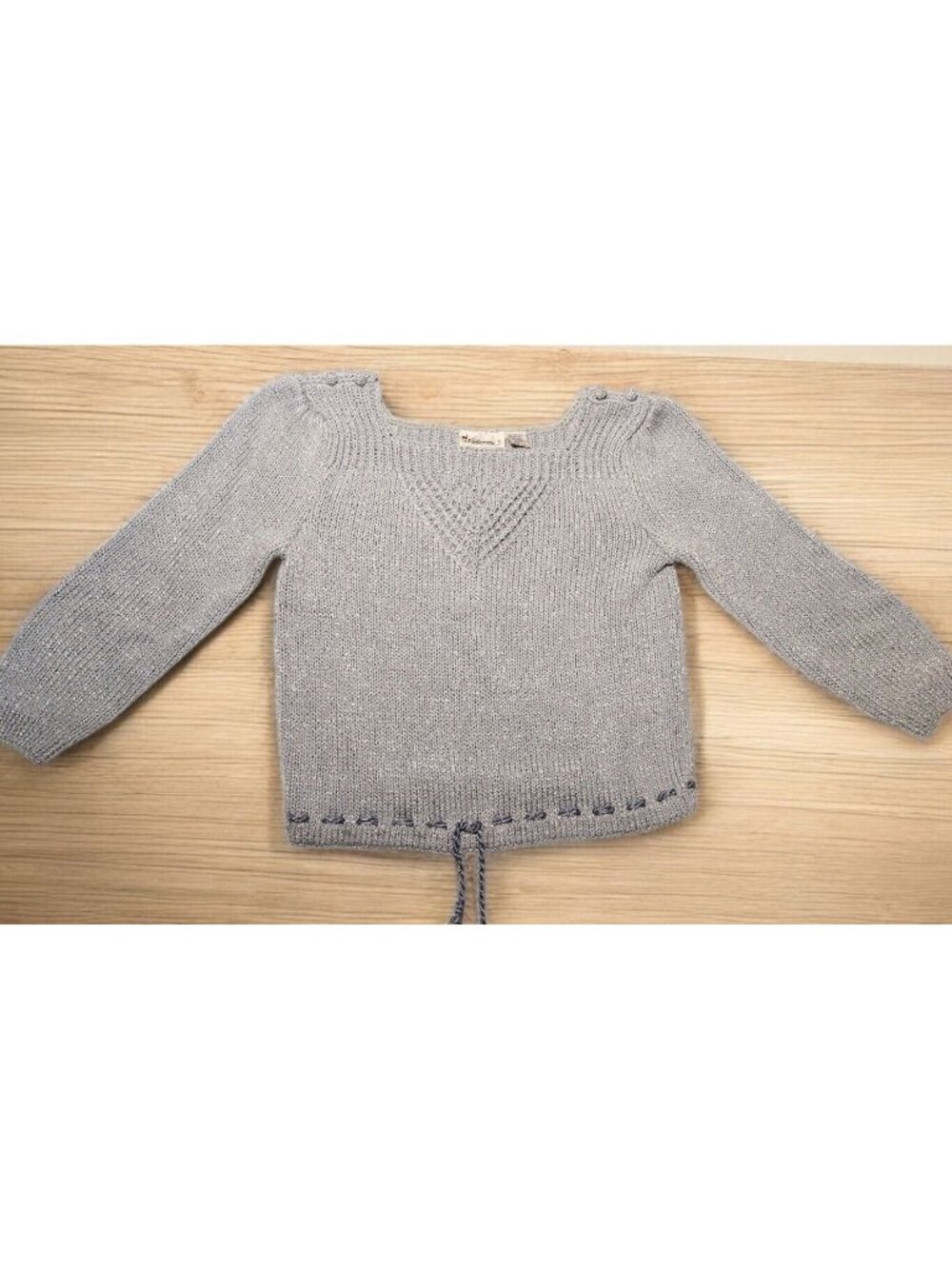 Vintage Weathervane Hand Knit Cropped Sweater L Drawstring Silky Cottage 80's